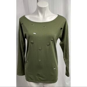 50% OFF BAMBOOBOY Top Distressed Army Green NWOT Scoop